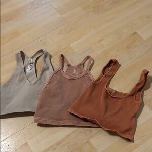 FP Movement by Free People Ribbed Crop Top Trio - Beige, Pink, Orange